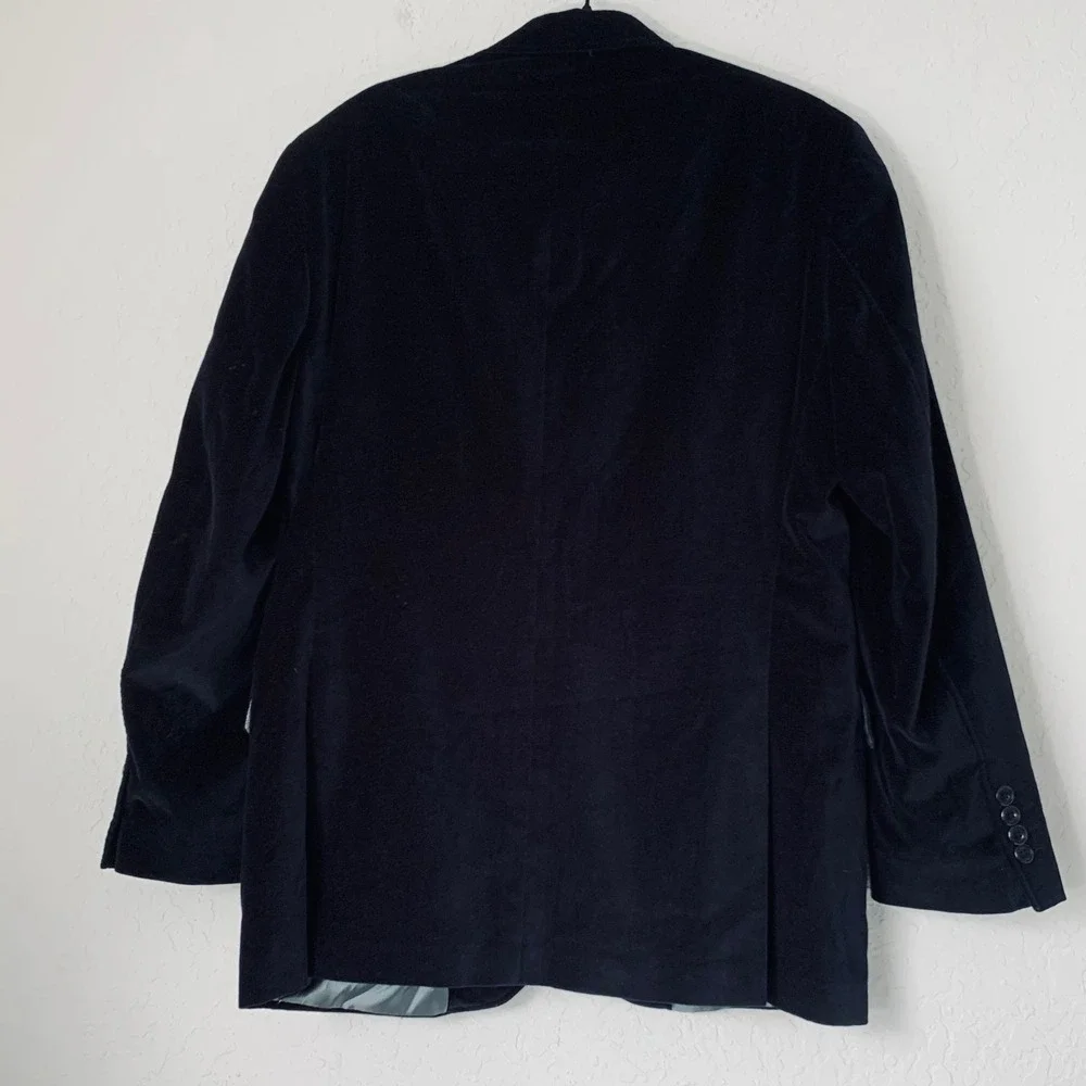 J. Ferrar Velvet Blazer Sport Coat Men M 38-40 Black Dark Academia Luxe Holiday